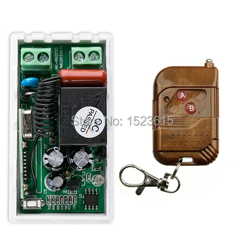 

NEW AC220V 1CH 10A wireless remote control switch system teleswitch 1X Transmitter + 1X Receiver relay smart house z-wave