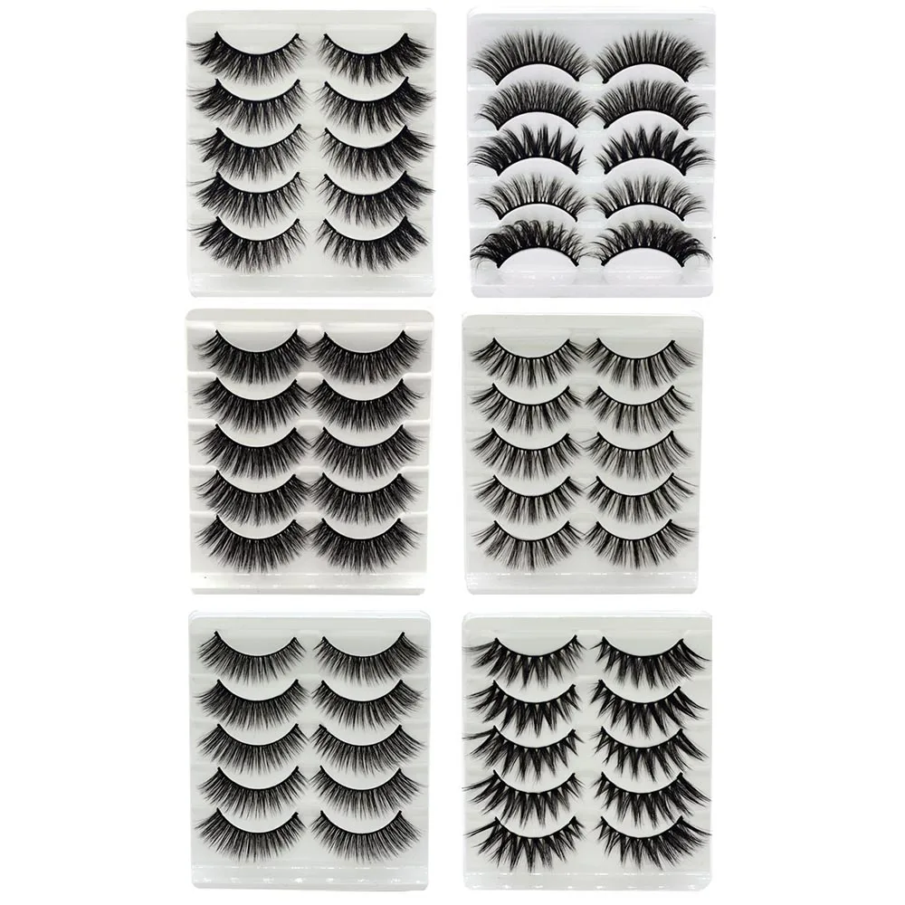 

5pcs/set 3D Magnetic False eyelash mink natural thick False eyelashes set hand vaporous fluffy soft long eye lashes makeup tools