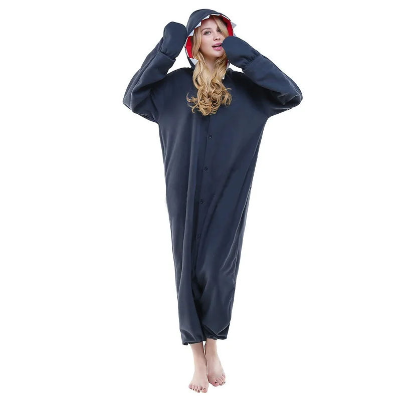 PSEEWE флисовая домашняя одежда для женщин и мужчин, пижамы комбинезоны для взрослых, осенне-зимние парные пижамные комплекты с животными - Цвет: Синий