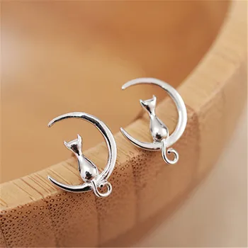 

Fashion Silver Color Moon Cat Earrings For Women Christmas Gifts Girls Earrings Luxury Brand Jewelry Pendientes Brincos