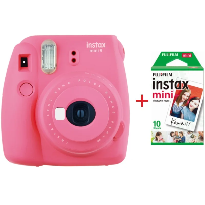 Фотокамера моментальной печати Fujifilm Instax Mini 9 для мгновенной фотосъемки Polaroid, фотокамера в 5 цветах, фотокамера моментальной печати, Подарочная пленка - Цвет: Pink