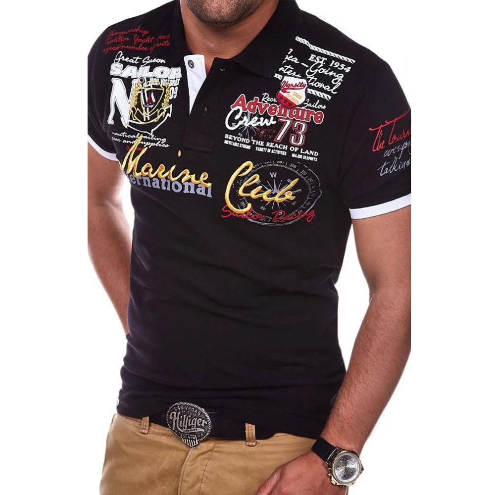 

ZOGAA Men's Polo Shirt Fashion Letter Printed Cultivating Short-sleeved Polo Shirts Brand New Top Casual Clothes