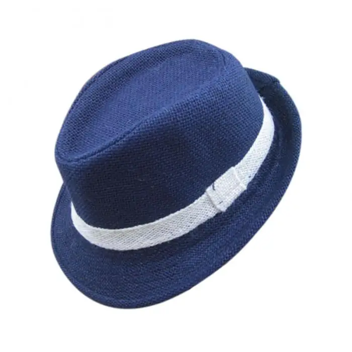Новые однотонные детские шляпы Fedora, льняная джазовая Кепка s, детский топ, Детская кепка от солнца, Topee Fedoras