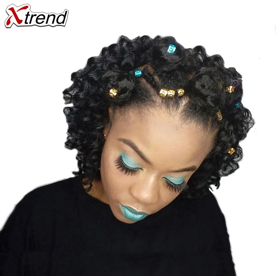 

Xtrend 8Inch 20 roots Jumpy Wand Ombre Crochet Braids Synthetic Jamaican Bounce Curly Hair Extensions Freetress Twist
