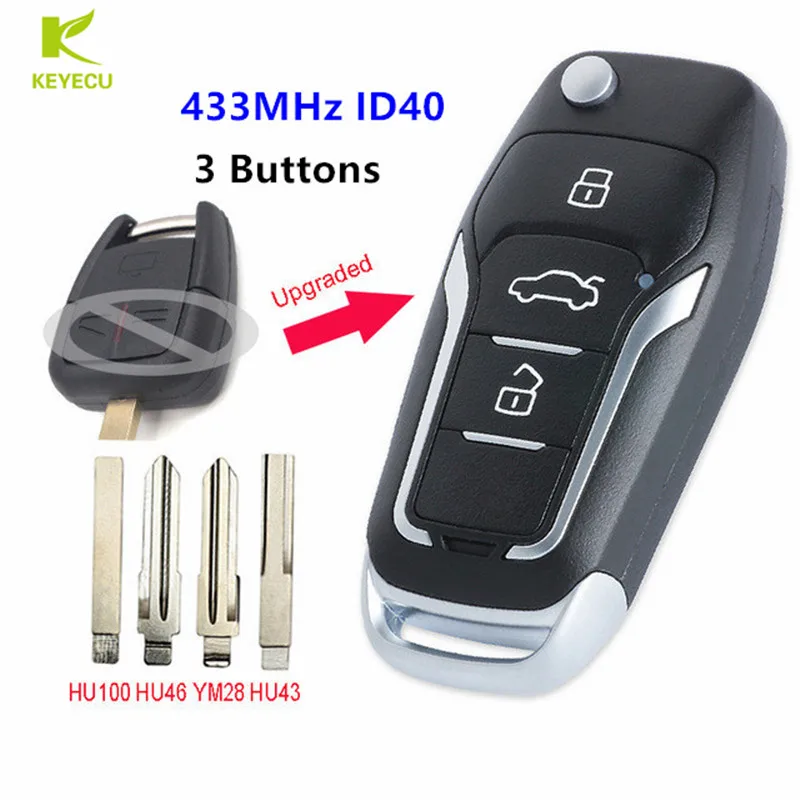 KEYECU запасной Модернизированный дистанционный ключ брелок от машины 3 кнопки 433