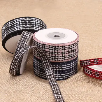 

Hot sale (10mm 25mm) Organza silk ribbon printed grid ribbon DIY Home Decoration Gift Wrapping Christmas Ribbons 5 meters/roll
