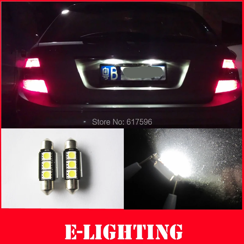 2pcs 36mm C5W LED Festoon White Canbus Error Free License Plate Light