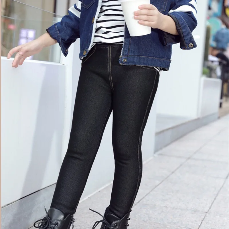 Girls Pants Winter Pants for Girls Children Hot Warm Leggings Kids Slim Trousers Thick Velvet Jeans 3-11Years