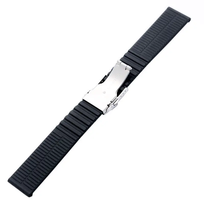 Shellhard 3Styles Sports Watch Band Waterproof Plastic Watch Band 20mm 22mm 24mm Black Watch Strap Deployment Buckle Bracelet