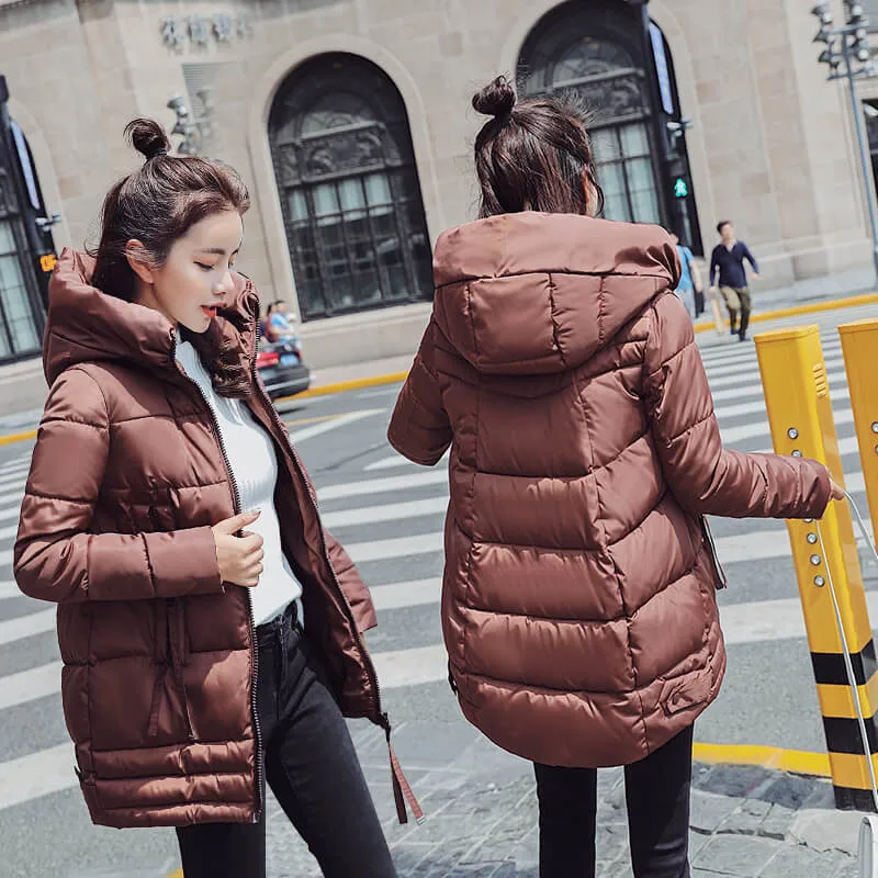 Winter Jacket Women Parka Casual Long Sleeve Down Cotton Plus Size Jacket Coat Outerwear Thick Hooded Slim Tops Jacket Coat Q589