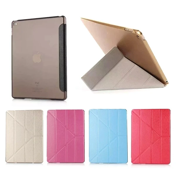Tablet Leather Cases for iPad Air 2 Ultra Slim Silk Grain Back Folded Cover Clear Back Skin