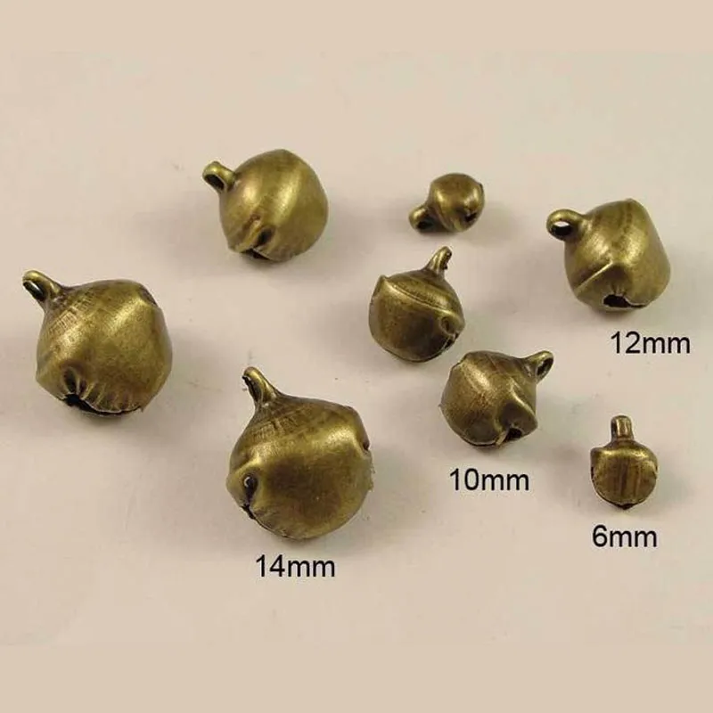 

50pcs 6mm 10mm 12mm 14mm Antique Bronze Tone Base Metal Charms Pendants - Bell, Tinkle Bell, Jingle Bell - ZB0167