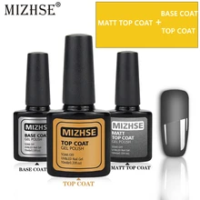 MIZHSE 10 ml Prego Top Coat Base de Mate Unha Polonês Esmalte Permanente UV LED Top Sem UMA Camada de Gel Pegajoso proteger a unha Polonês(China)