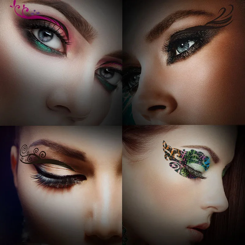 

20 Pairs Temporary Eye Tattoo Stickers Waterproof Disposable Eyeshadow Eyeliner Eyes Make Up Sticker For Halloween Party HS11