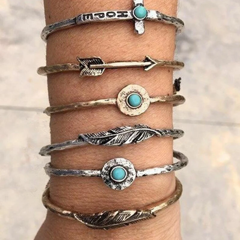 

Tocona 1pc Boho Fashion Vintage Silver Gold Bracelets Bangle Sets for Women Charm Adjustable Hand Cuff Femme Accessories 3310
