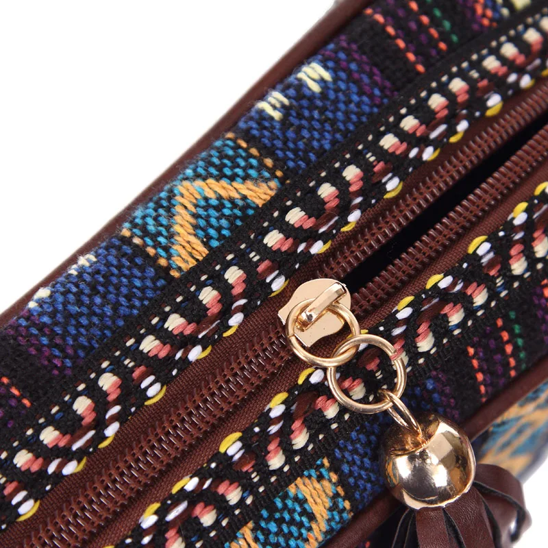 Annmouler, винтажная женская сумка через плечо, ткань, племенная сумка на плечо, маленькие женские сумки с кисточками, сумка-мессенджер для девочек, 2 цвета