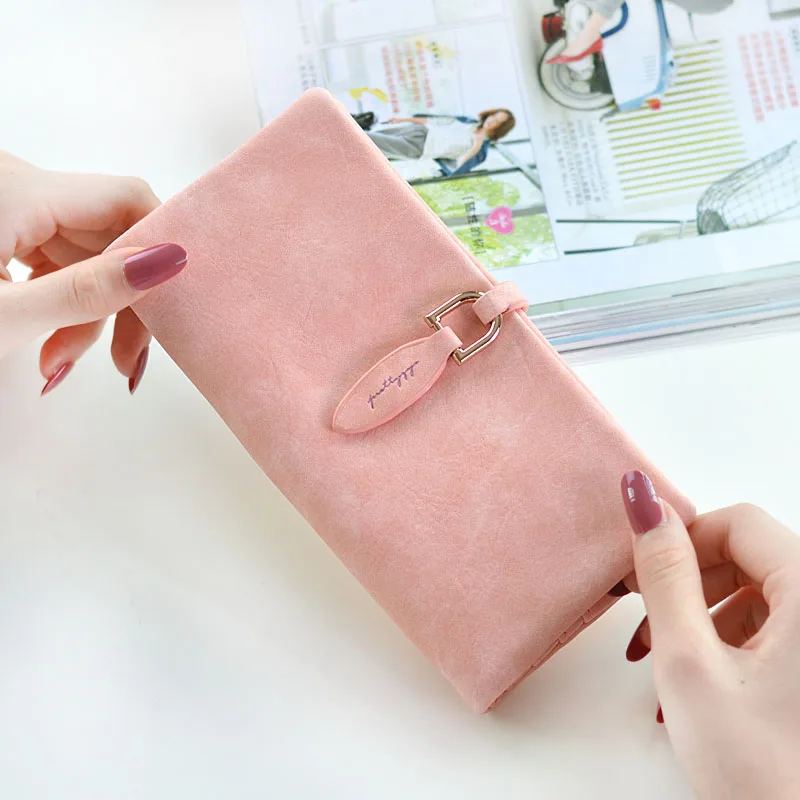 

2019 New Women Wallet Mini Wallet Frosted Folding Button Large Capacity Multi-Card Women's Wallet Handbag
