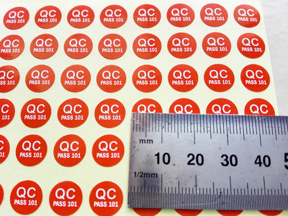 1500 pcs/lot 10mm diameter quality check label, QC PASS adhesive sticker, 101 110, orange color