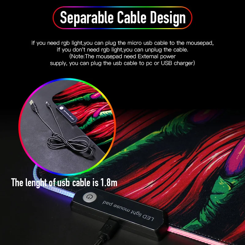Большой RGB игровой коврик для мыши на заказ XL CS GO геймер LED освещение Hyper Beast