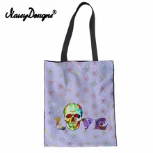 NoisyDesigns женская сумка для покупок с черепом, сумка-мессенджер через плечо, Экологичная Холщовая Сумка для путешествий, Подарочная сумка для девушек, портативная