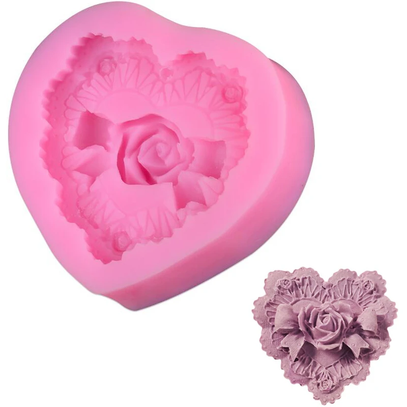 

New Degin Love Heart Rose Flower Bow Silicone Mold DIY Chocolate Form Soap Making Supplies 3D Handmade Fondant Cake Decor Tools