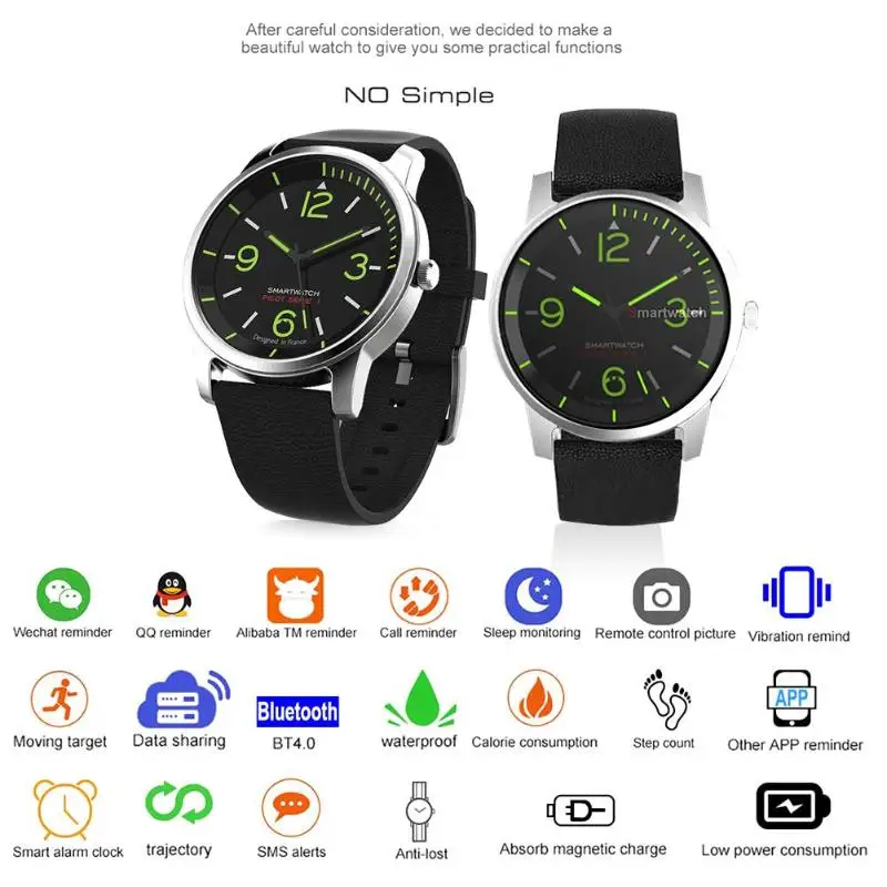 ALLOYSEED 30ATM Waterproof Quartz Wristwatch TPE Starp Sports Night Vision Bluetooth Smart Watch for Android IOS ALLOYSEED 30ATM Waterproof Quartz Wristwatch TPE Starp Sports Night Vision Bluetooth Smart Watch for Android IOS