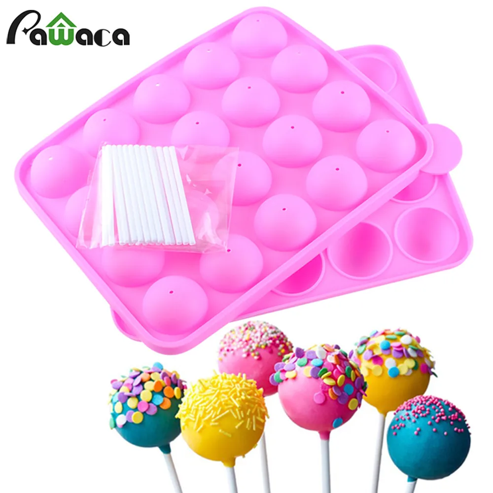 Kitchen DIY Round Chocolate Candy Ice Lollipop Molds 20 Silicone Ball