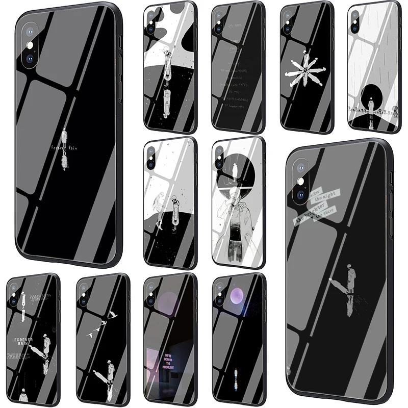 

RM Mono Tempered Glass Phone case for iphone 5 5s SE 6 6s 7 8 Plus X XR XS 11 Pro Max