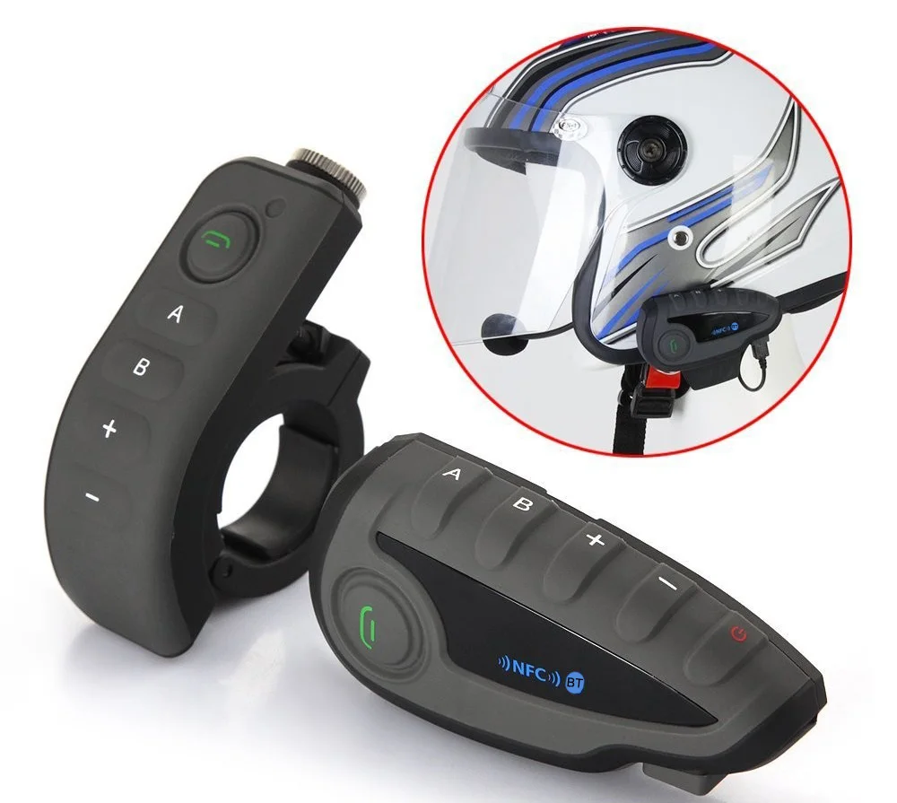 

V8 Intercom BT Interphone Motorcycle Helmet Bluetooth Headset Intercom Intercomunicador Moto With FM NFC For 5 Riders Black