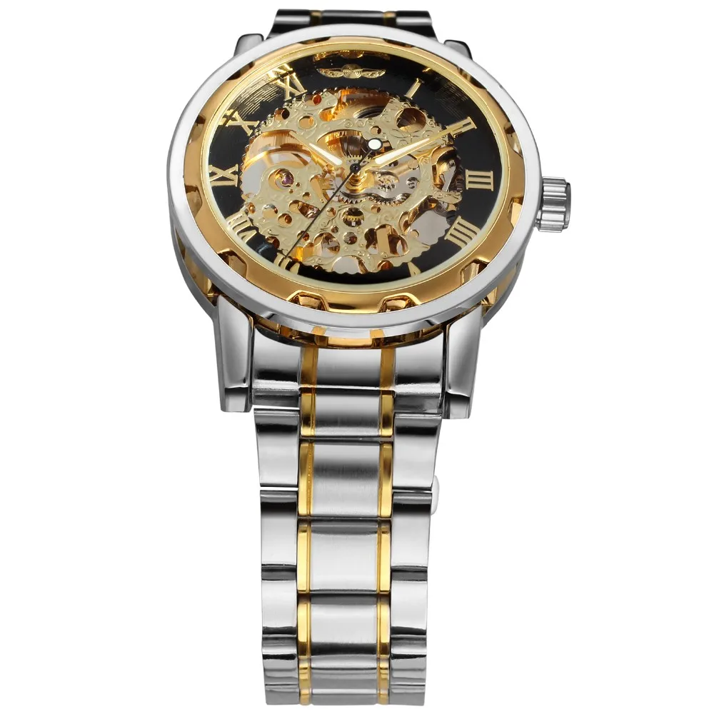 Winner Luxury Brand Men Mechanical Skeleton Leather Strap Self-Wind Watch