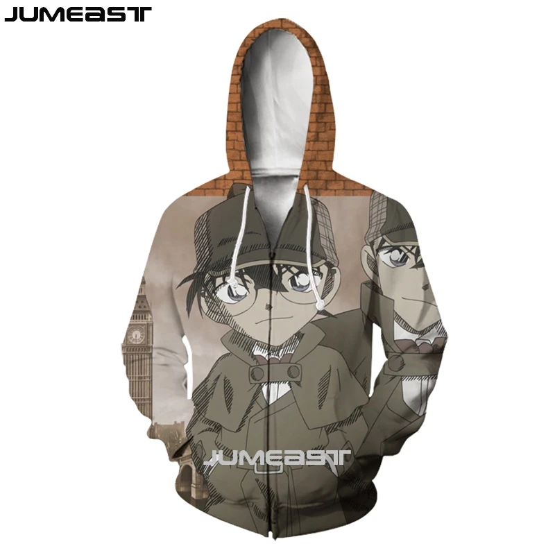 Jumeast бренд Для мужчин/Для женщин 3D и мультипликационным принтом «Аниме Детектив Конан куртка с длинными рукавами спортивный пуловер Мода весна Толстовки с капюшоном на молнии - Цвет: 13
