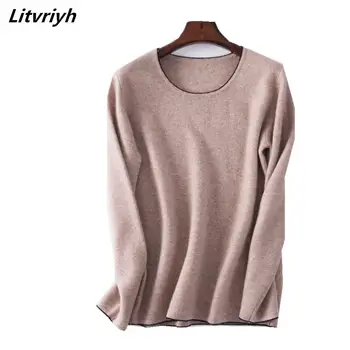 

Litvriyh pure cashmere sweater women sweaters and pullover long sleeve round neck cashmere knitted women pullover female clothes