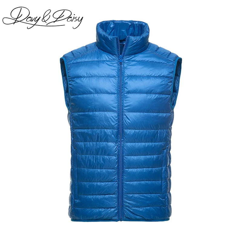 

DAVYDAISY High Quality Waistcoat Men Early Winter Ultralight Stand Collar Duck Down Padded Warm Vest Men Sleeveless Coat DCT-177