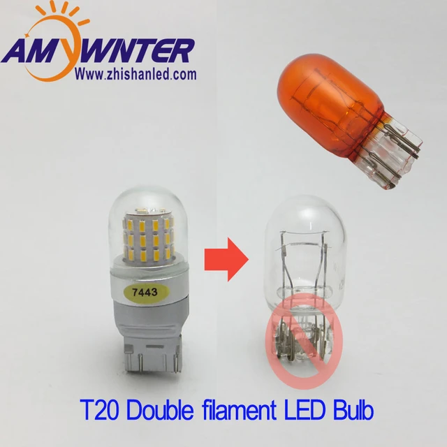 7444 T20 7443 Led Dual Light Function 7440 Single Amber Yellow White Car  Brake Bulbs Red - AliExpress