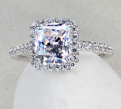 

Love Imprinting Elegant Ring 3Ct Synthetic Diamonds Propose Ring for Women Sterling 925 Silver Ring White Gold Color Jewelry