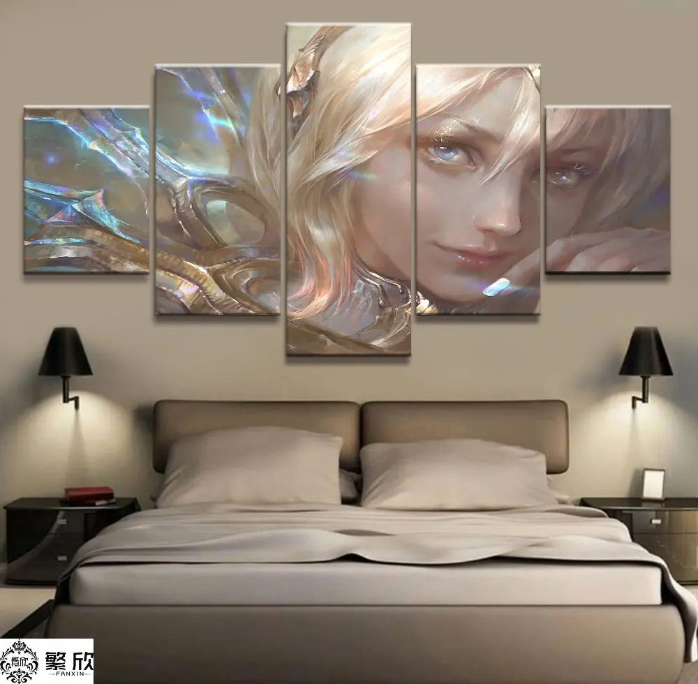 

5 Panel LOL League of Legends Lux Game Canvas Printed Painting For Living Room Wall Art Home Decor HD Picture Artworks Poster