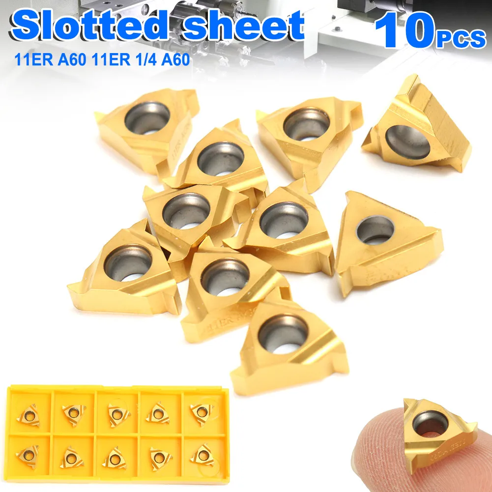 

10 Pcs 11ER A60 1/4 Carbide Inserts for Threading Lathe Cutting Turning Tool ALI88