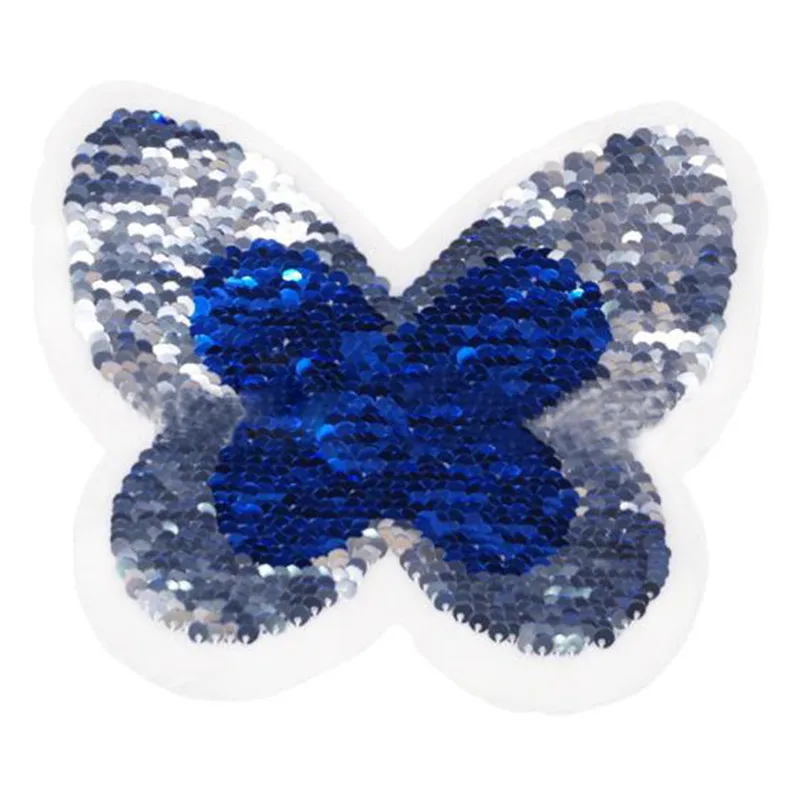 

Clothes diy patch butterfly blue/silver change color flip the double sided sequins stickers deal with it patches for clothing