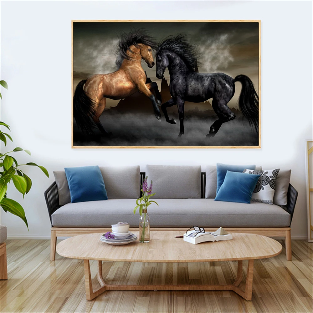 مجردة اللوحة على قماش صور لغرفة المعيشة الحصان سباق الحيوانات ديكور جدار ملصق فني يطبع