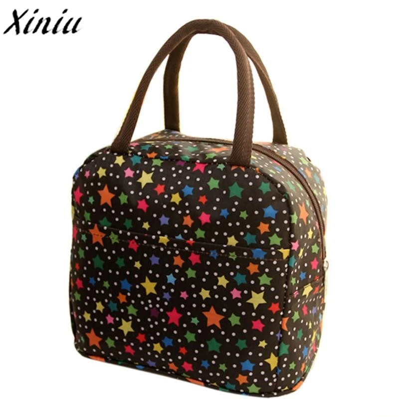 Lunch Box Bag Floral Printing waterproof Nylon Thermal Insulated Tote Picnic Cool Bag Fashion