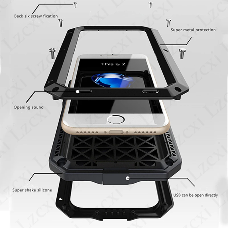 

Luxury Shock Dropproof Shockproof Armor Camouflage Metal Aluminum+Silicone Case For iPhone 6 6S 7 Plus 5 5S SE Protective Cover