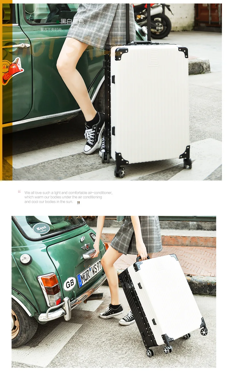 ZYJ Men Women Travel Trolley Luggages Hard Girls Aluminum Frame Alloy Business Rolling Airplane Luggage 20 24 29 Inch Suitcase (24)
