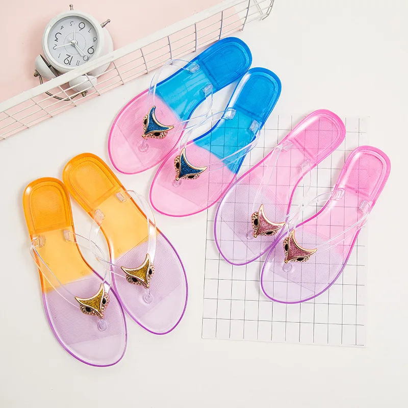

Fashion Transparent Women Flip Flops Summer Flat Sandals Beach Jelly Non-slip Crystal Slippers Clip Toe Bathing Shoes