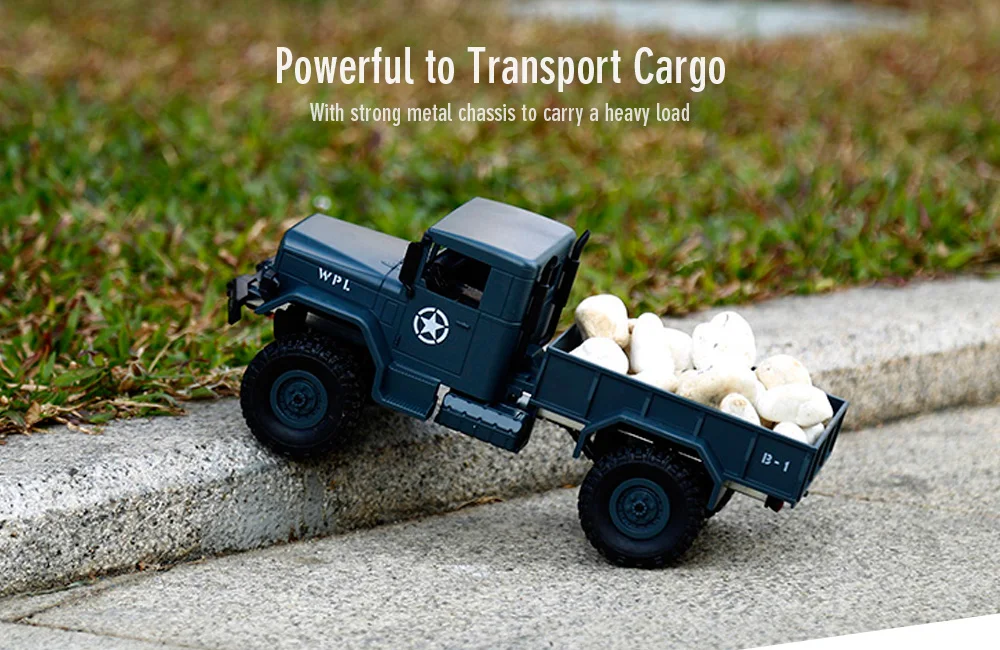 WPL B - 1 1:16 Mini Off-road RC Military Truck RTR Four-wheel Drive / Metal Suspension Beam / Bright LED Light