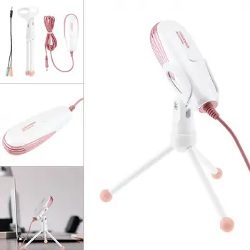 

Pink Computer Capacitive Microphone for Personal Online Game Competition / Meeting / Speech with Foldable Tripod Bracket