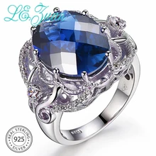 L& zuan 9.26ct сапфировые кольца для женщин 925 пробы серебряный овальный синий драгоценный камень ювелирные изделия Свадебные вечерние кольца цирконы ювелирные изделия