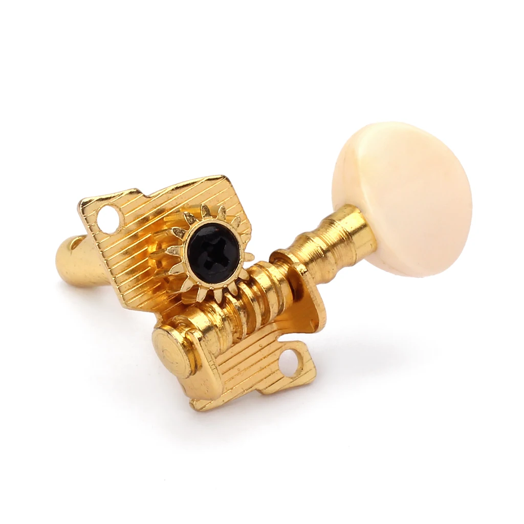 4 Pieces Copper+Iron 2L2R Ukulele Tuning Pegs Tuners for Ukulele DIY Ukulele Guitar Replacement Parts Golden
