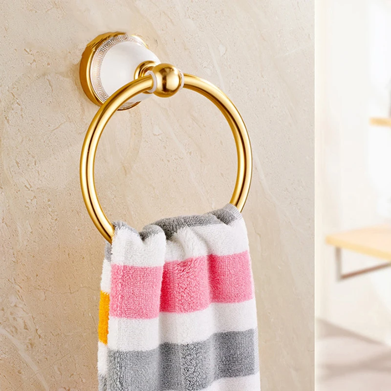 

Wall Mounted Storage Rack Aluminum Alloy Bathroom Organizer For Bath Towel Kitchen Round Ring Storage Holder