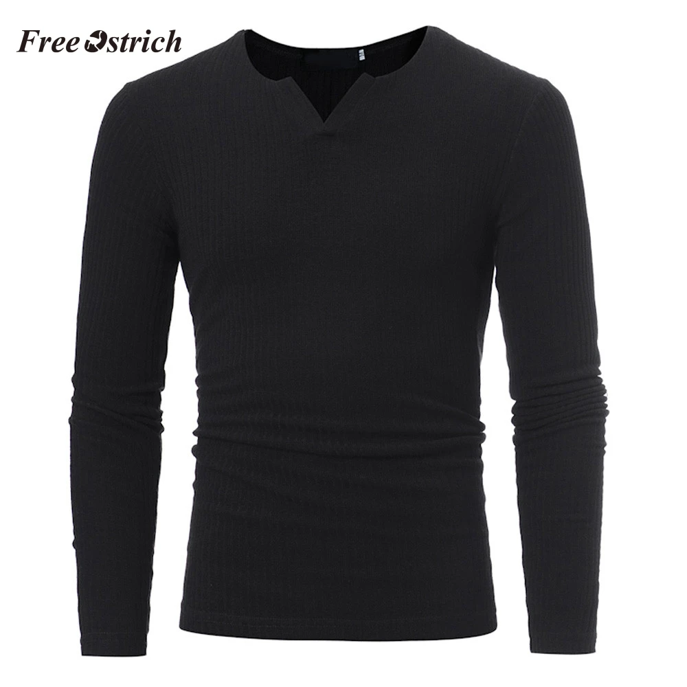 

Free Ostrich Men's Slim Sweaters Casual V-neck Sweaters For Autumn Winter Men's Athleisure Tops Fashion Blouse Hot Sales