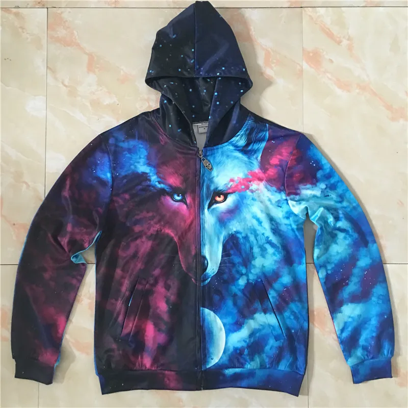 Толстовка мужская с капюшоном на молнии светильник принтом волка|zipper hoodie men|brand